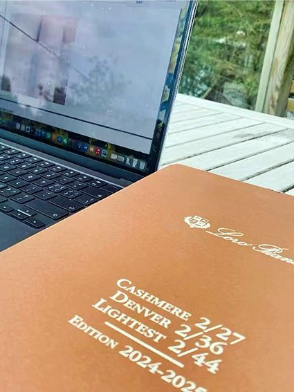 Close-up of Loro Piana cashmere color swatches, highlighting texture and color depth